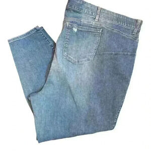 Torrid Womens Bombshell Skinny Stretch Distressed Denim  Jeans Mid Rise Blue 30R